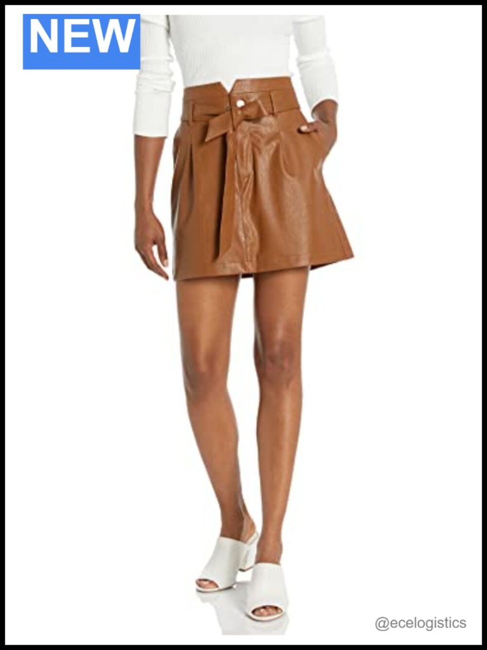 Paige Blanka Vegan Leather Pleated High Waisted Skirt Mini Skirt